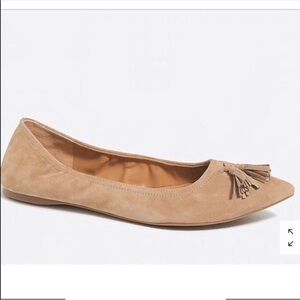 J. Crew Factory stretch suede pointy flats 
tassel detail  saddle color 6.5